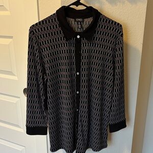 Ladies Jones New York Button-up Blouse w/Geometric Print size L